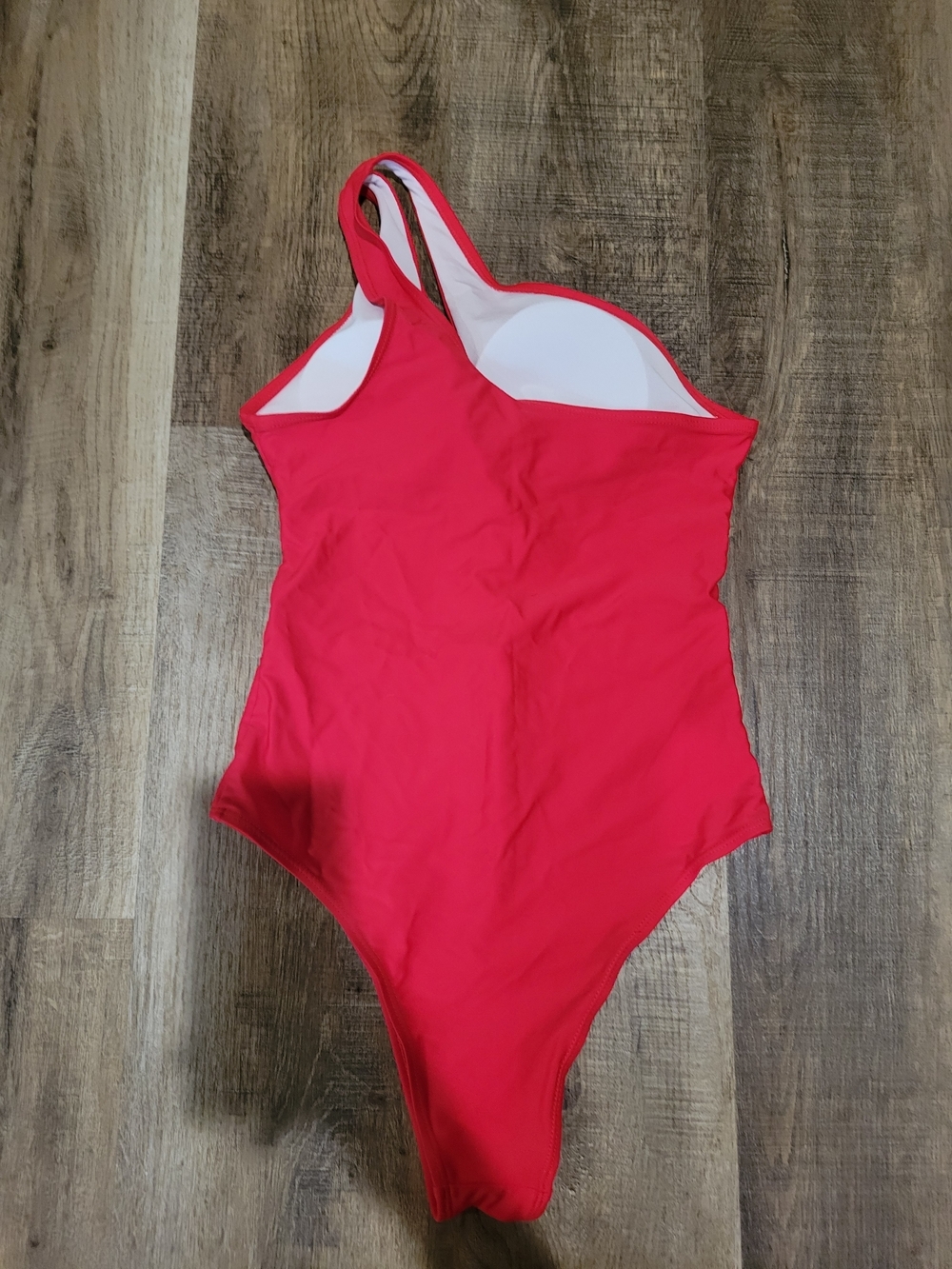 SHEIN Hot Red One-Shoulder Twist One-Piece Swimsuit - Picture 8 of 13